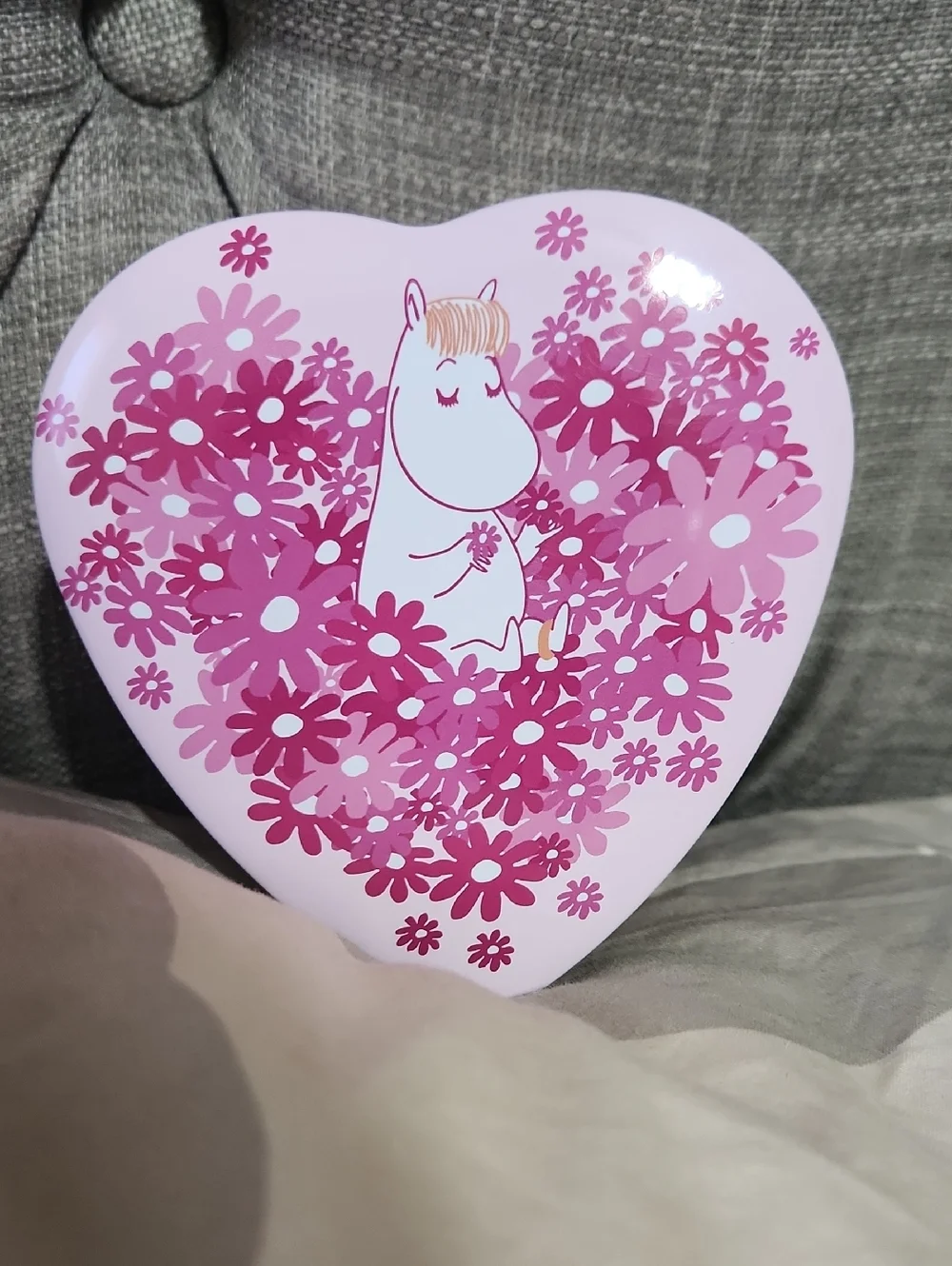 Moomin Pink Heart Tin Can